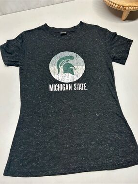 Michigan State Vintage Logo Tee - Black with Green & White women’s small